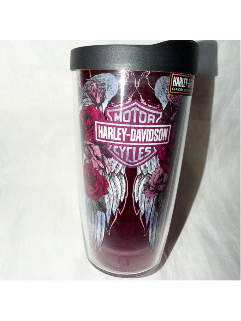 NWT Tervis Harley Davidson Motorcycle Wings/Roses Hot/Cold Drinks Tumbler 16oz